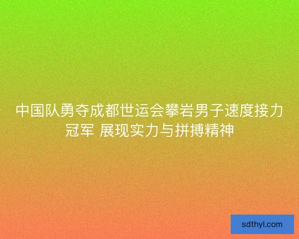 中国队勇夺成都世运会攀岩男子速度接力冠军 展现实力与拼搏精神