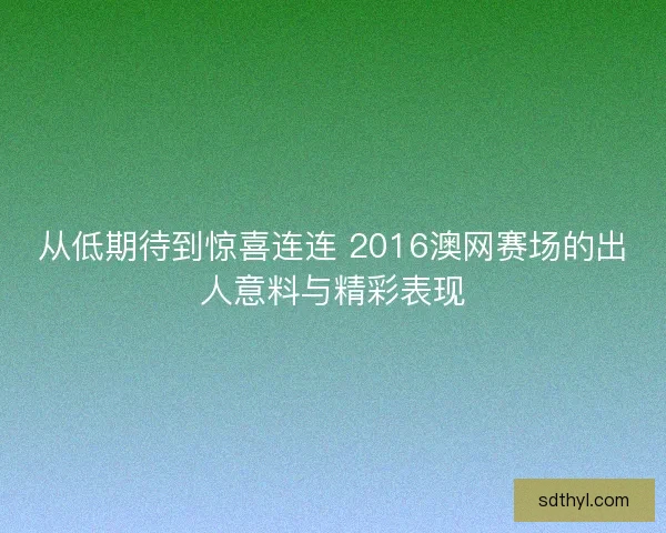 从低期待到惊喜连连 2016澳网赛场的出人意料与精彩表现 从低期待到惊喜连连 2016澳网赛场的出人意料与精彩表现