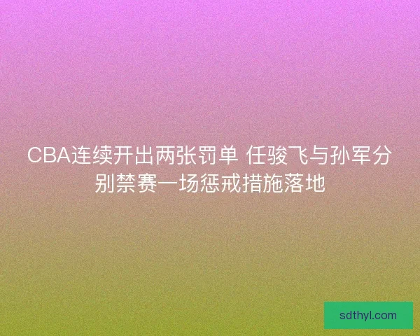 CBA连续开出两张罚单 任骏飞与孙军分别禁赛一场惩戒措施落地